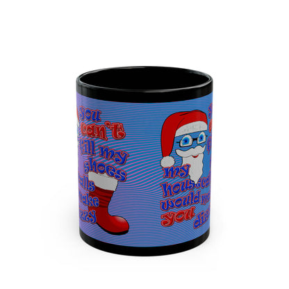santa's shoes - Black Mug (light blue-purple wave)