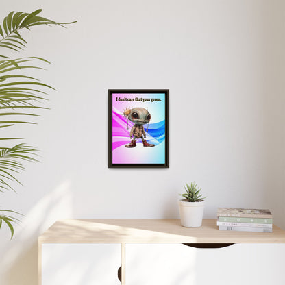 I don't care that your green - framed canvas art (light blue-pink wave)