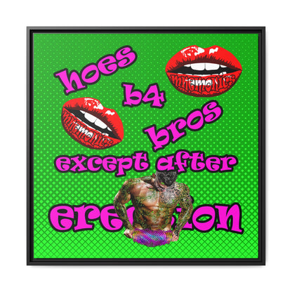 hoes b4 bros - framed canvas art (logo green)