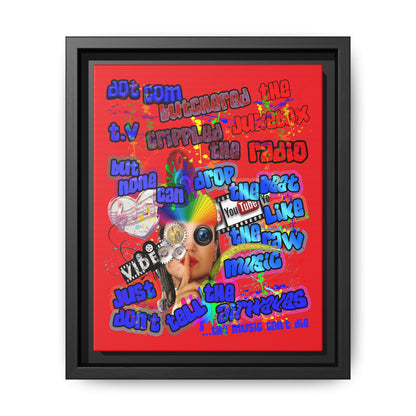 drop the beat - framed canvas art (red)