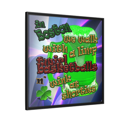 celtics logo - framed canvas art (grey-pink wave)
