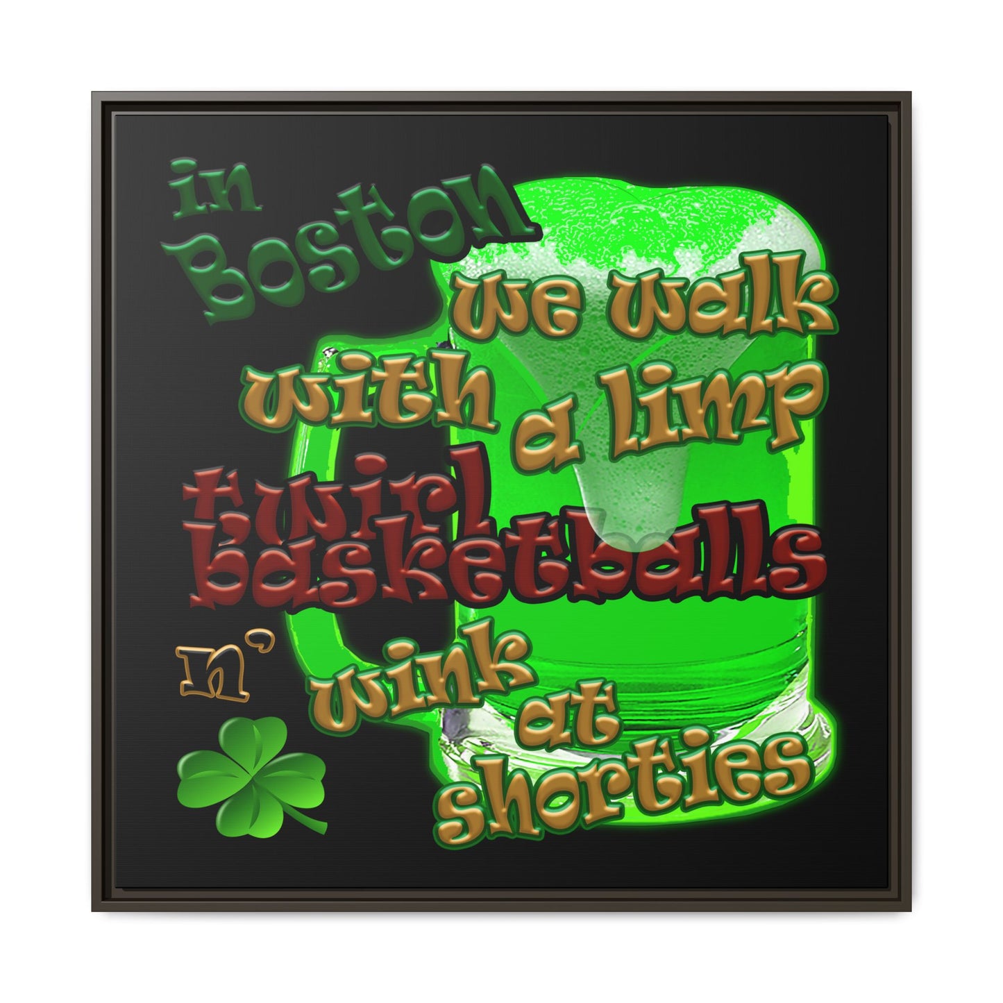 celtics logo - framed canvas art (black)