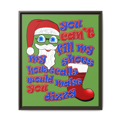 santa's shoes - framed canvas art (green)