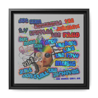 drop the beat - framed canvas art (light grey)