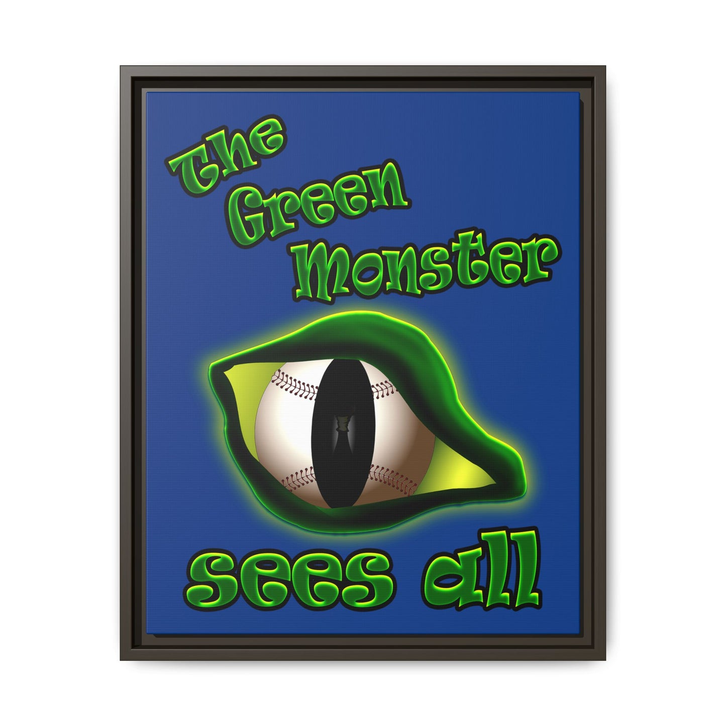 green monster - framed canvas art (dark blue)