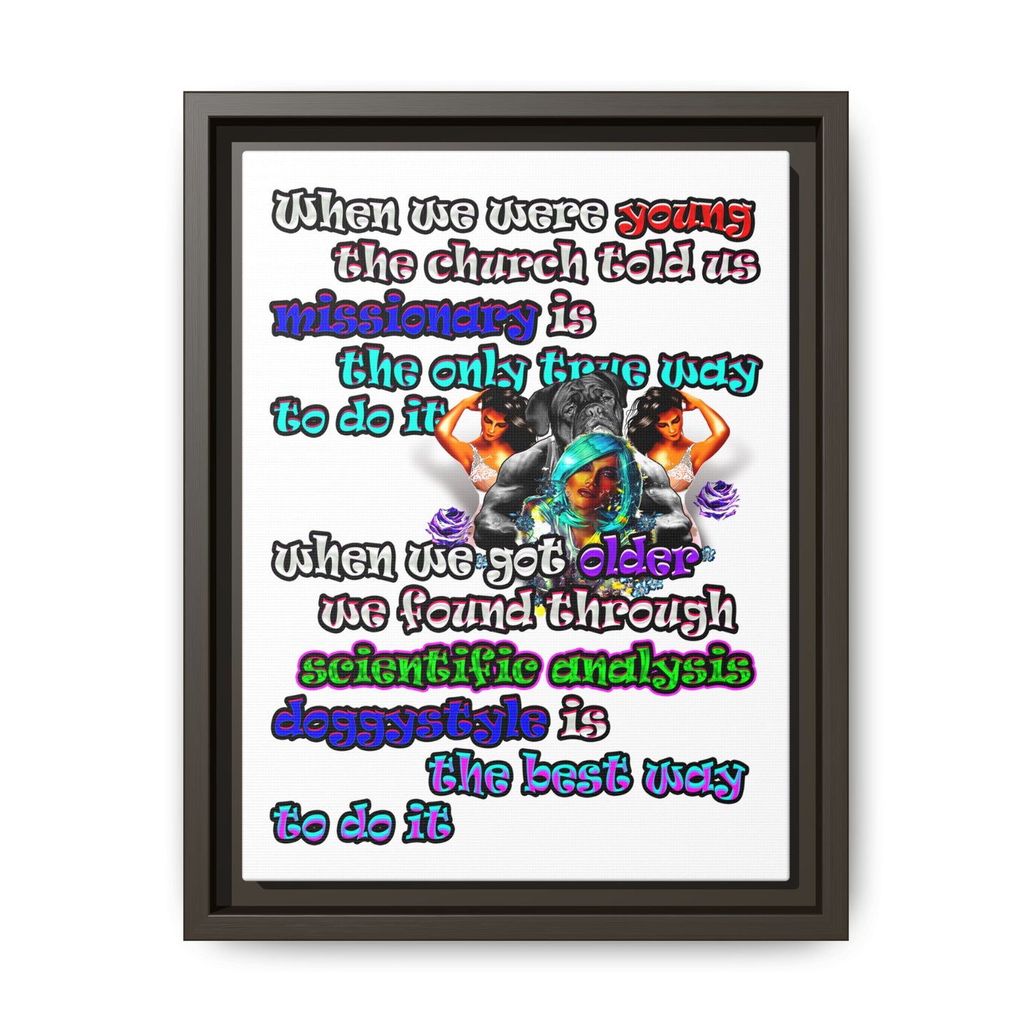 doggystyle - framed canvas art (white)