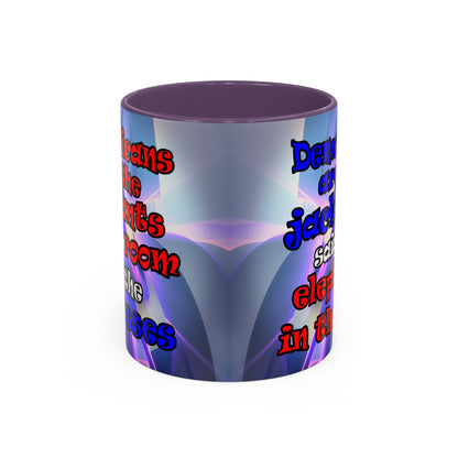 donkeys and elephants - Accent Mug (grey-pink wave)