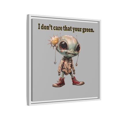 I don't care that your green - framed canvas art (light grey)