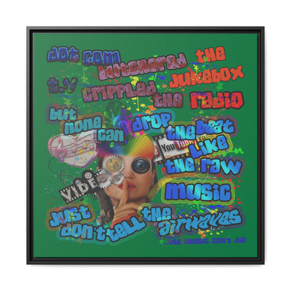 drop the beat - framed canvas art (dark green)