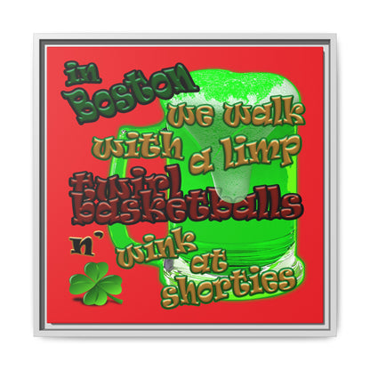 celtics logo - framed canvas art (red)