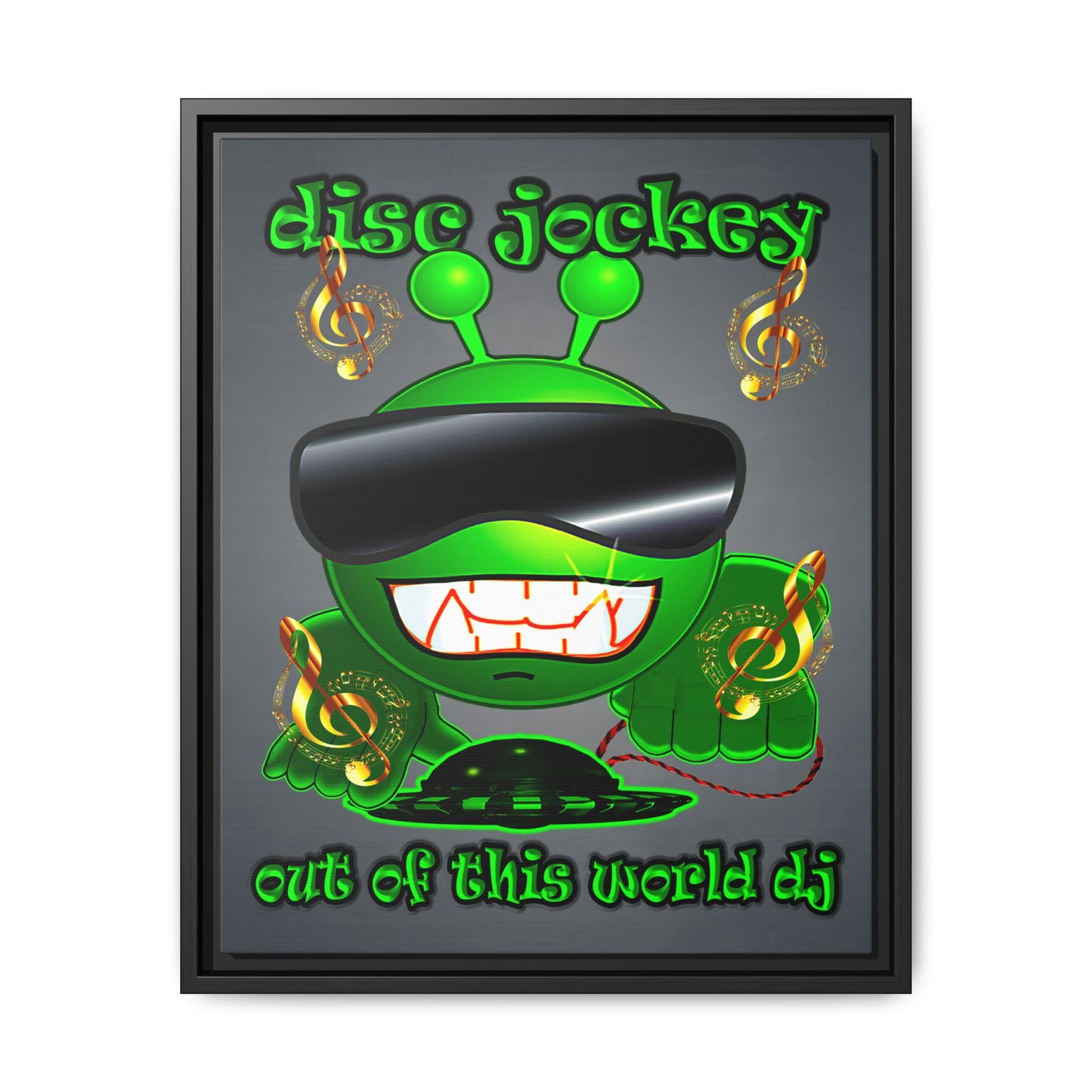 disc jockey - framed canvas art (grey-light grey)