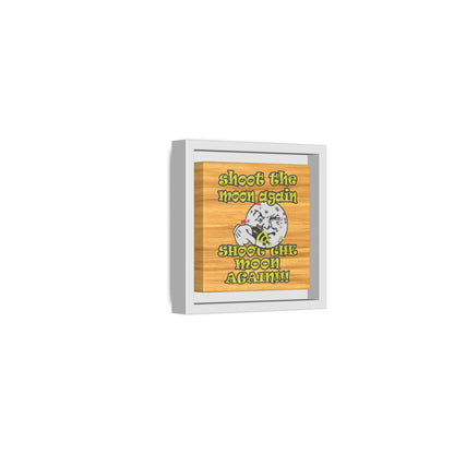 shoot the moon again - framed canvas art (butterscotch wood finish)