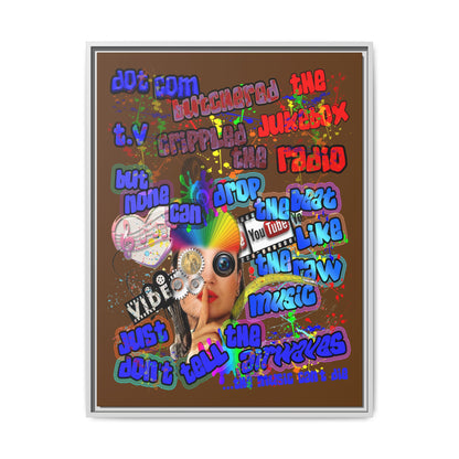 drop the beat - framed canvas art (brown)