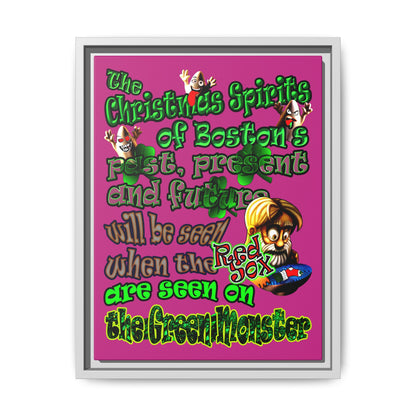 christmas spirits of boston - framed canvas art (pink)