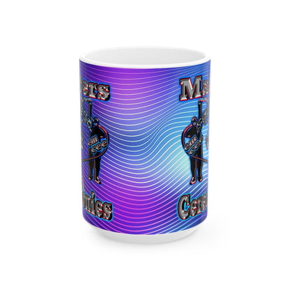 em cee squared - White Mug (purple wave)