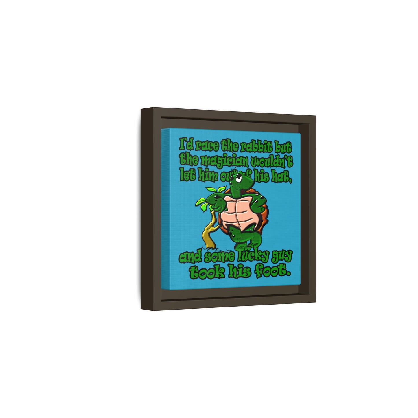 turtle race - framed canvas art (turquoise)