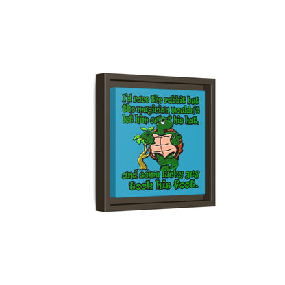 turtle race - framed canvas art (turquoise)