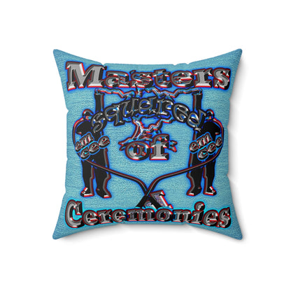 em cee squared - Spun Polyester Square Pillow - (faded dark blue)