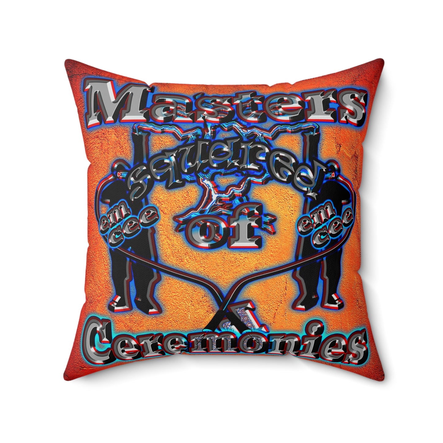 em cee squared - Spun Polyester Square Pillow - (burnt orange)