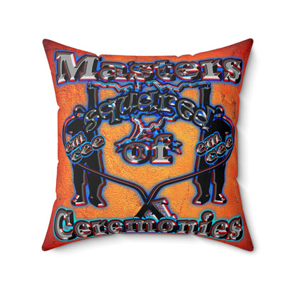 em cee squared - Spun Polyester Square Pillow - (burnt orange)