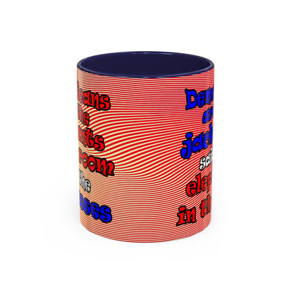 donkeys and elephants - Accent Mug (yellow-orange wave)