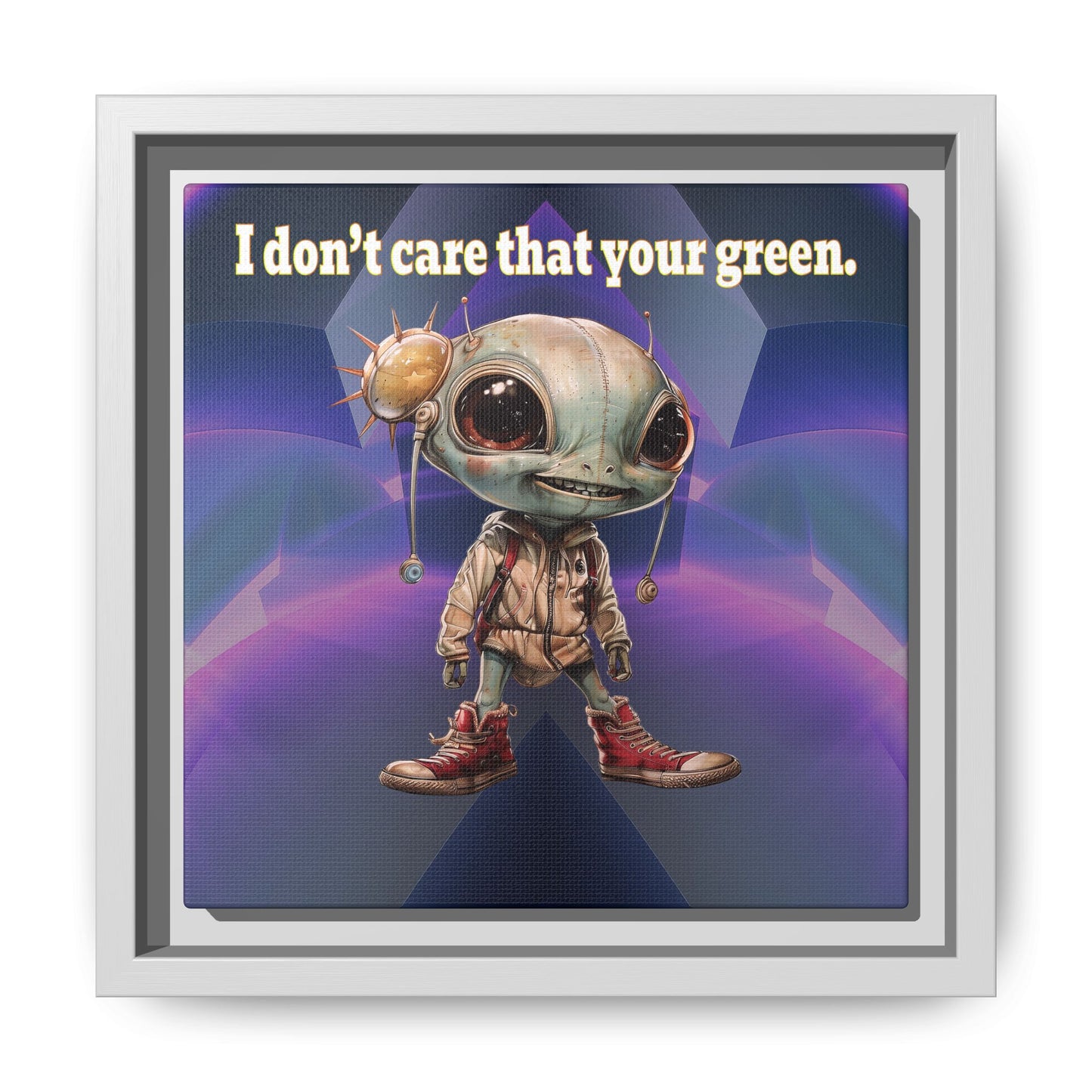 I don't care that your green - framed canvas art (grey-pink wave)
