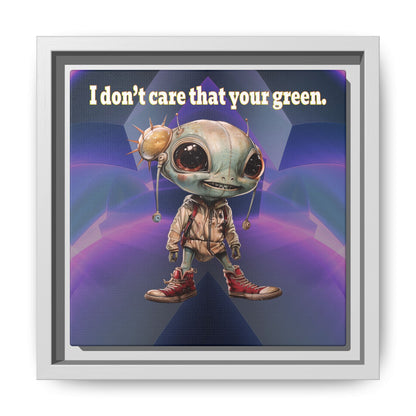 I don't care that your green - framed canvas art (grey-pink wave)