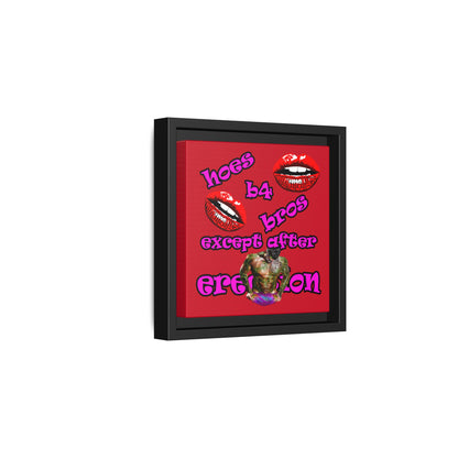 hoes b4 bros - framed canvas art (dark red)