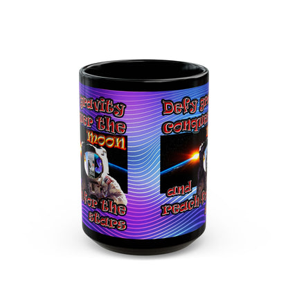 defy conquer reach - Black Mug (purple wave)