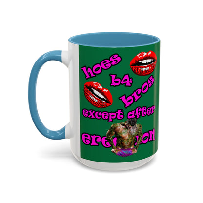 hoes b4 bros - Accent Mug (dark green)