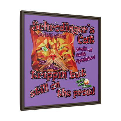 schrodinger's cat - framed canvas art (light purple)
