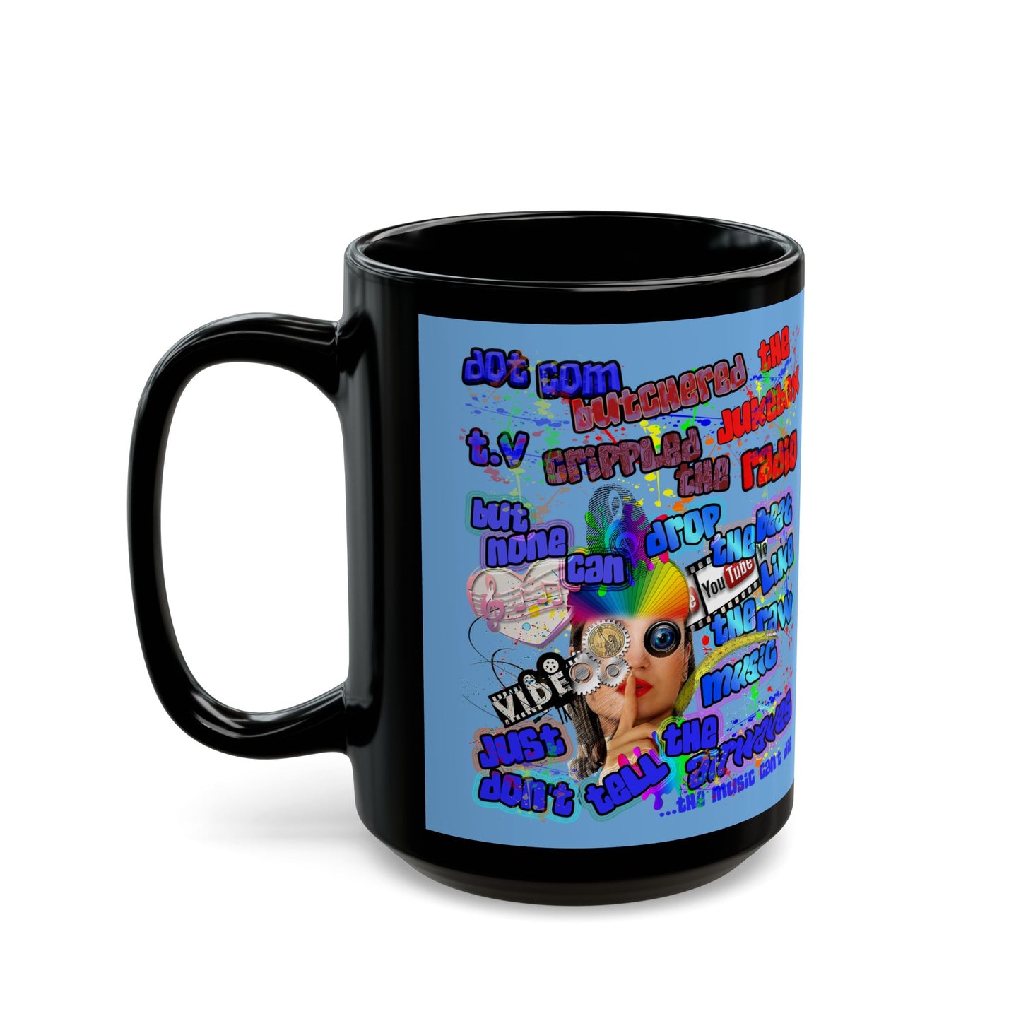 drop the beat - Black Mug (light blue)