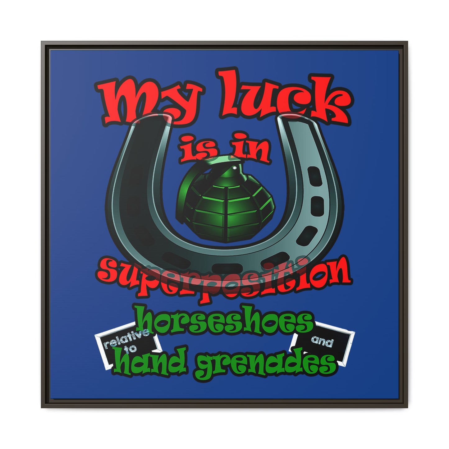 my luck - framed canvas art (dark blue)