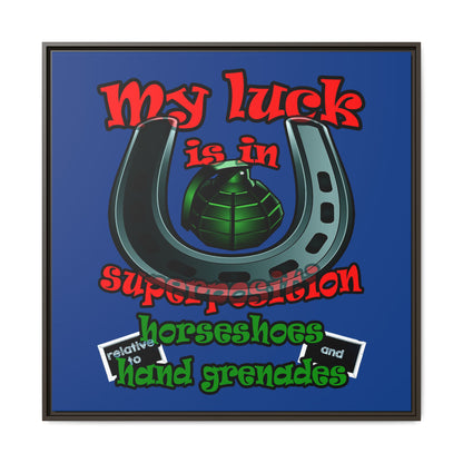 my luck - framed canvas art (dark blue)