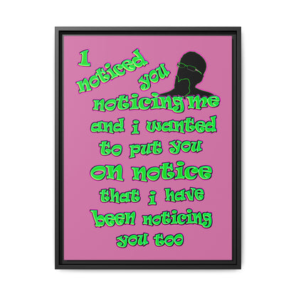 noticed you noticing - framed canvas art (light pink)