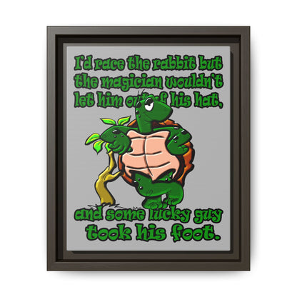 turtle race - framed canvas art (light grey)