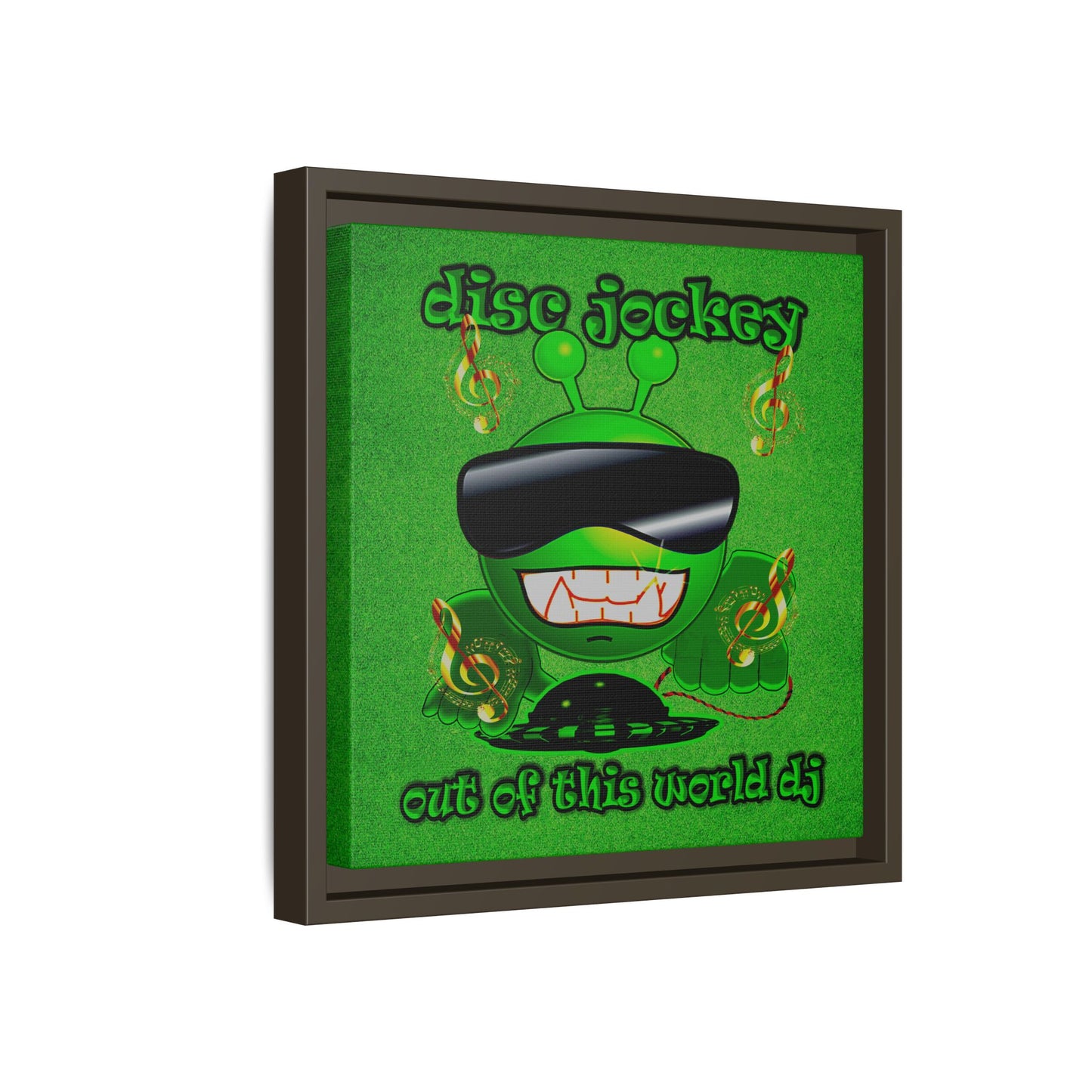 disc jockey - framed canvas art (green turf)