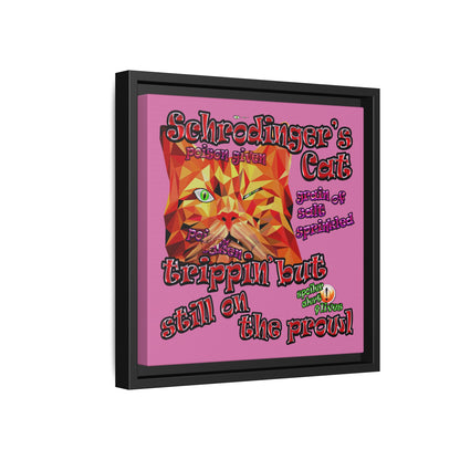schrodinger's cat - framed canvas art (light pink)