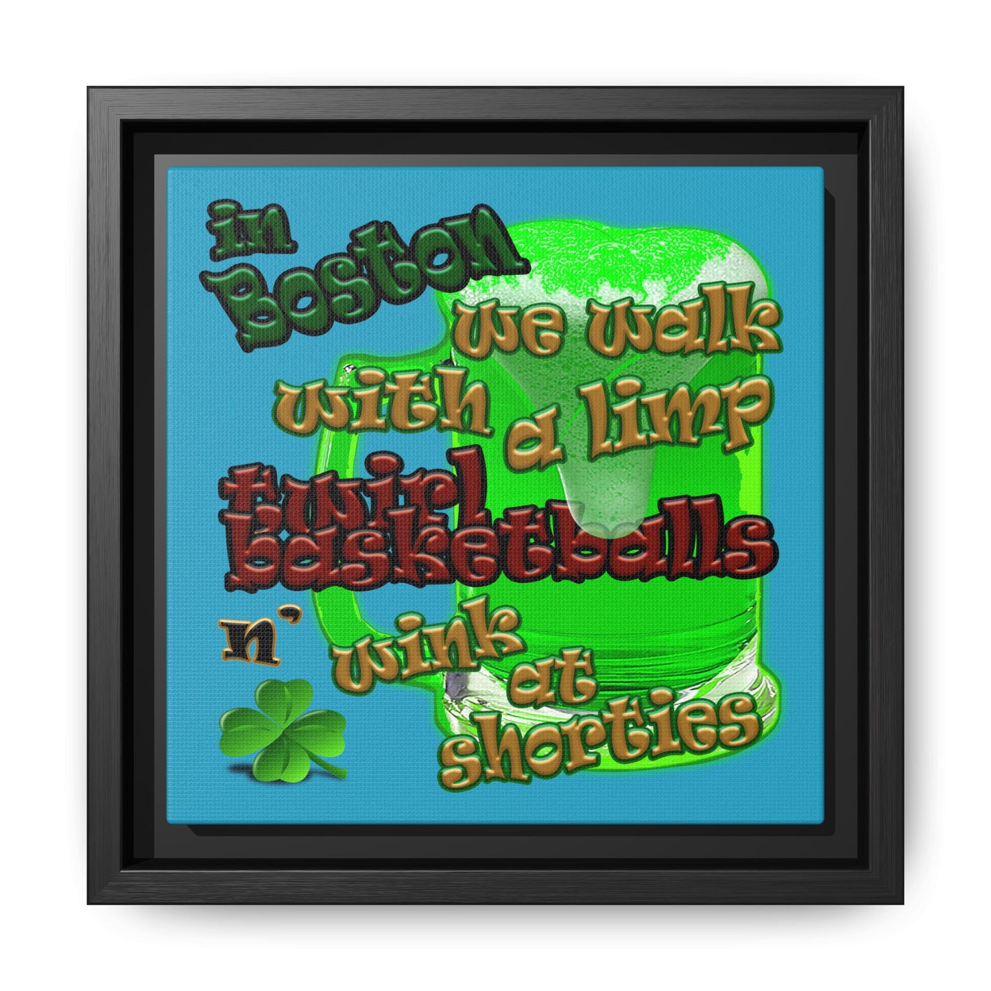 celtics logo - framed canvas art (turquoise)
