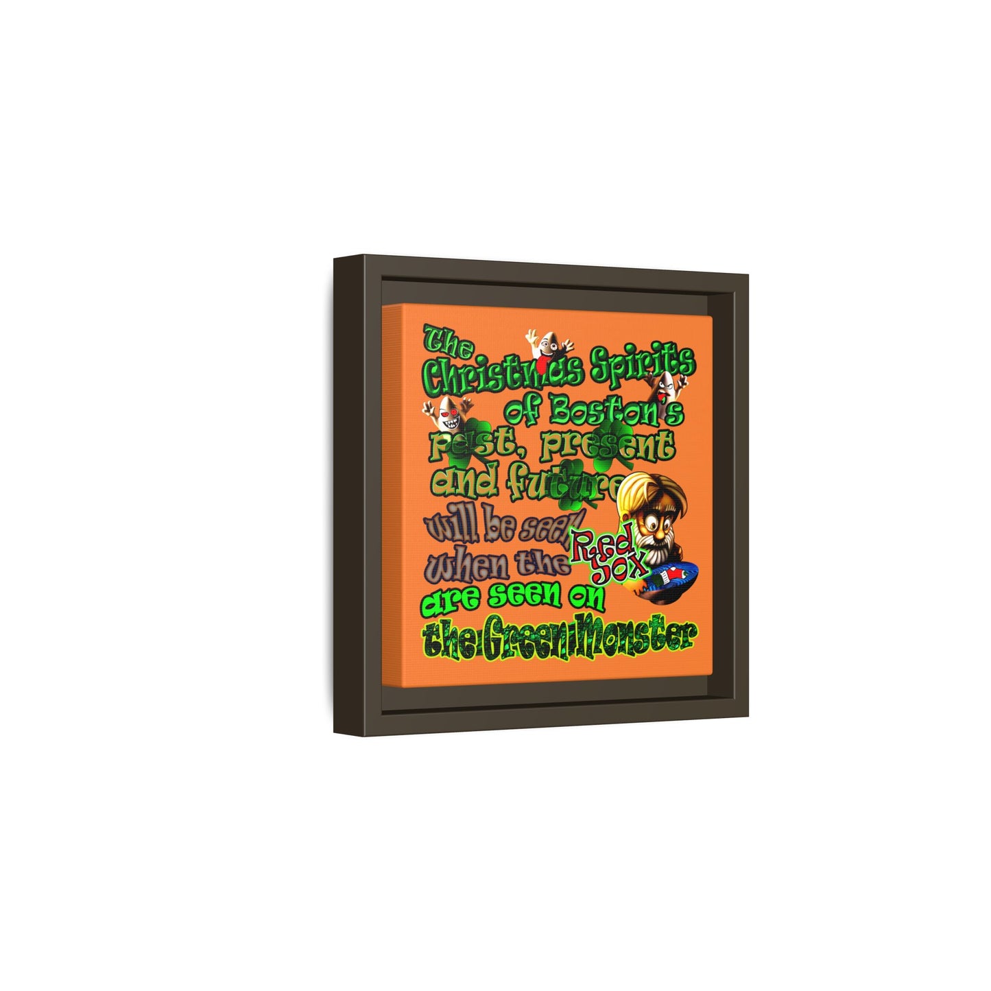 christmas spirits of boston - framed canvas art (crusta)