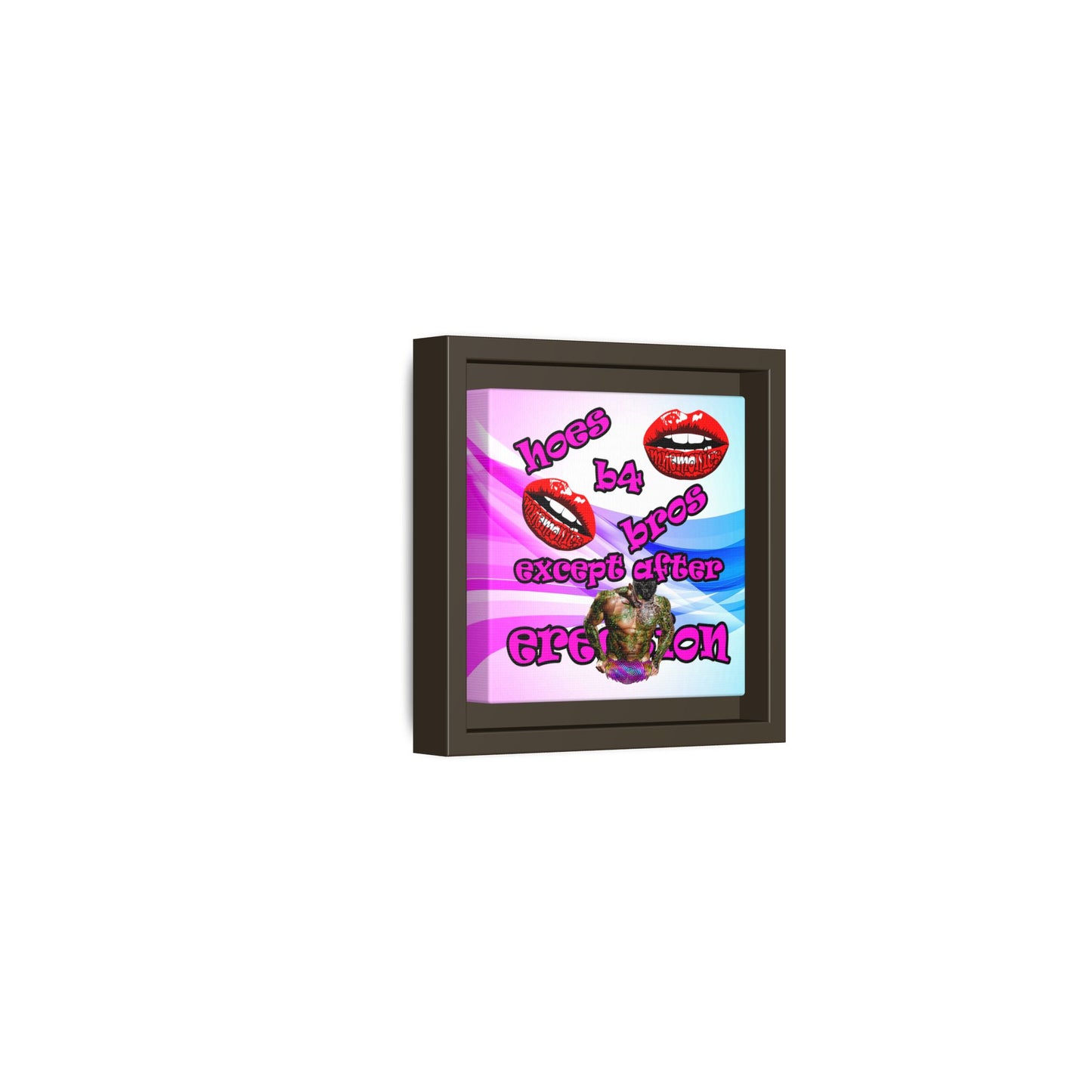 hoes b4 bros - framed canvas art (light blue-pink wave)