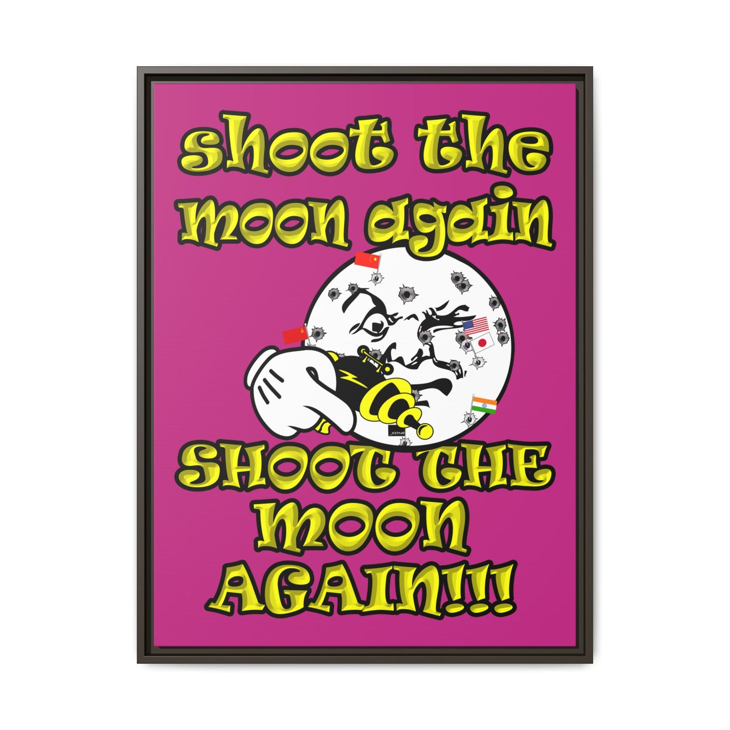shoot the moon again - framed canvas art (pink)