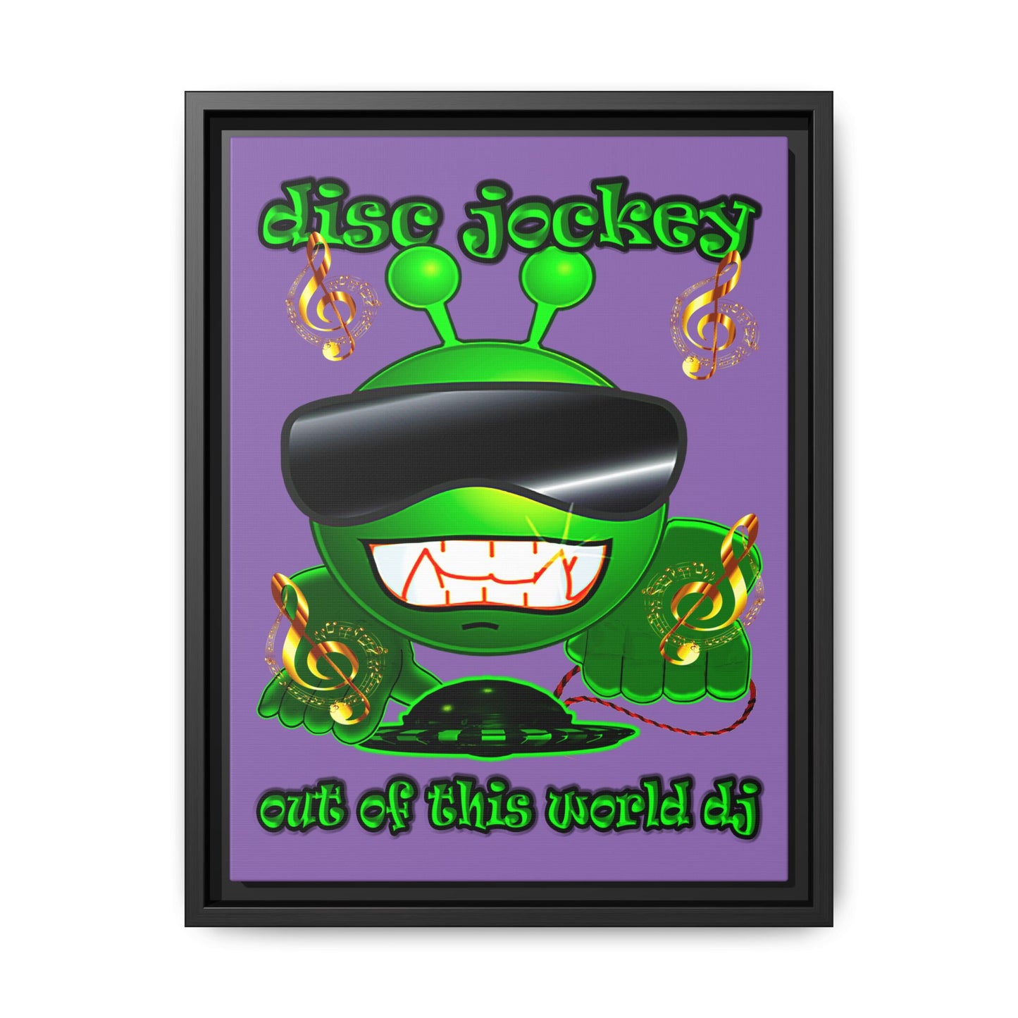 disc jockey - framed canvas art (light purple)