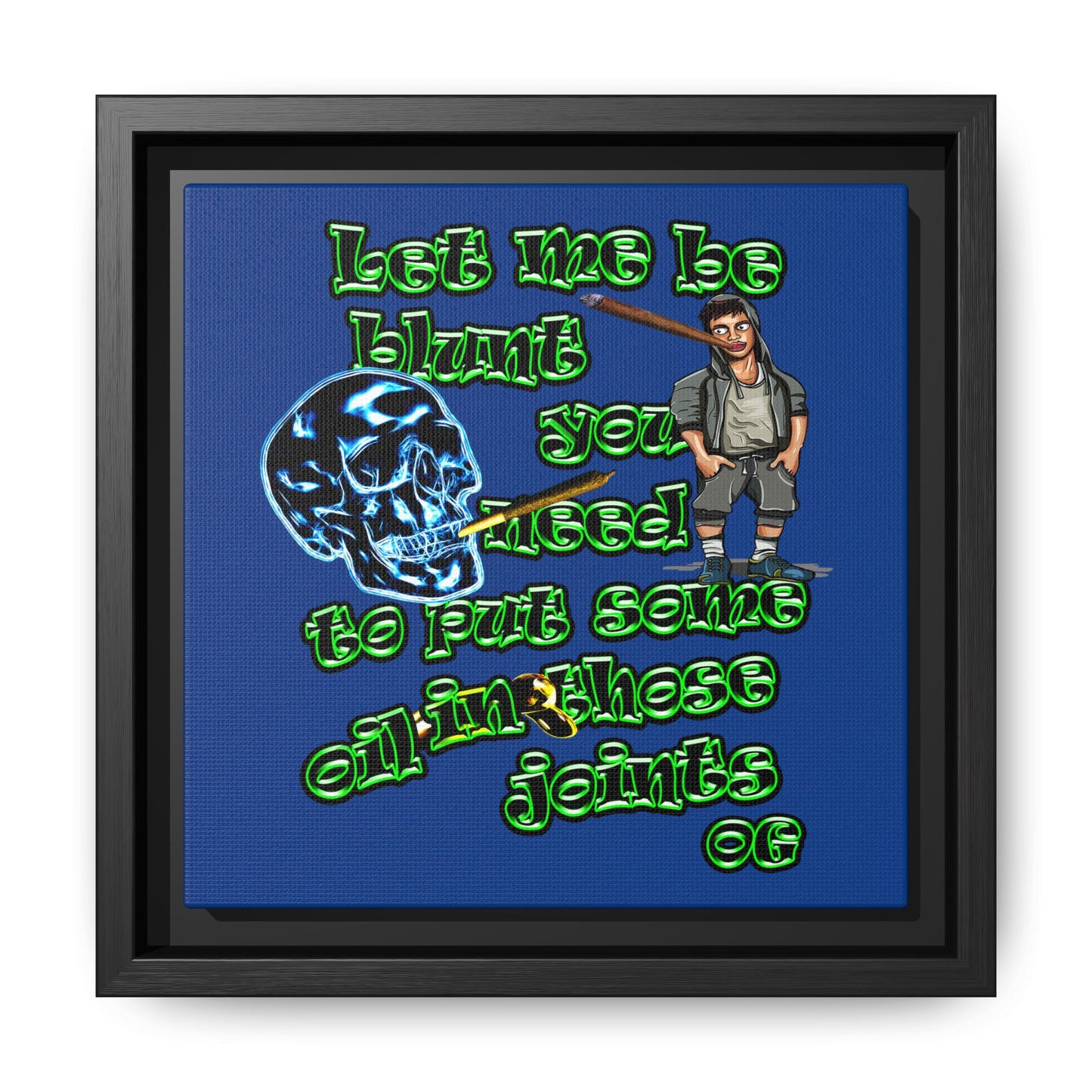 og - framed canvas art (dark blue)