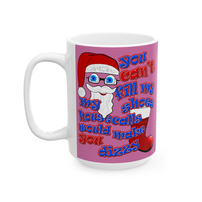 santa's shoes - White Mug (light pink)