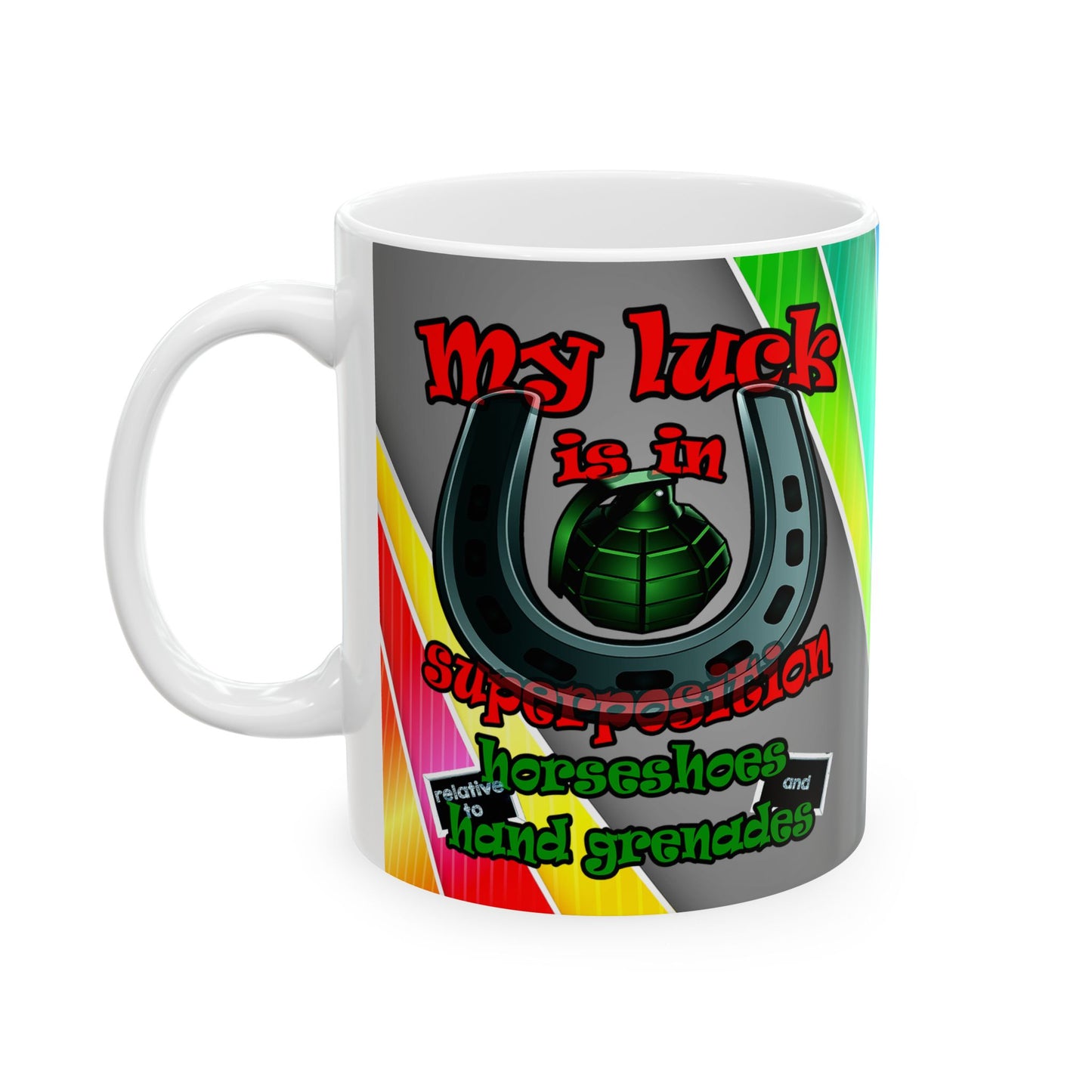 my luck - White Mug (rainbow split)