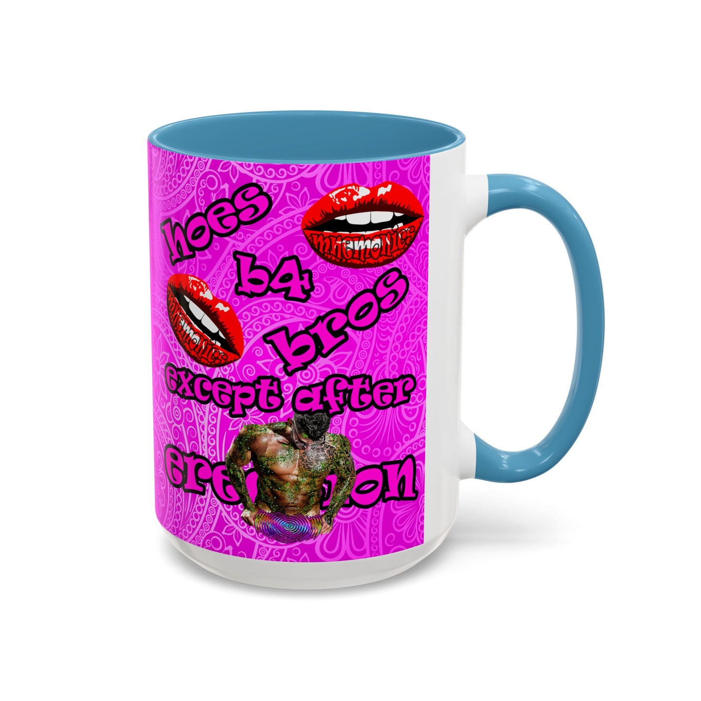 hoes b4 bros - Accent Mug (pink swirl)