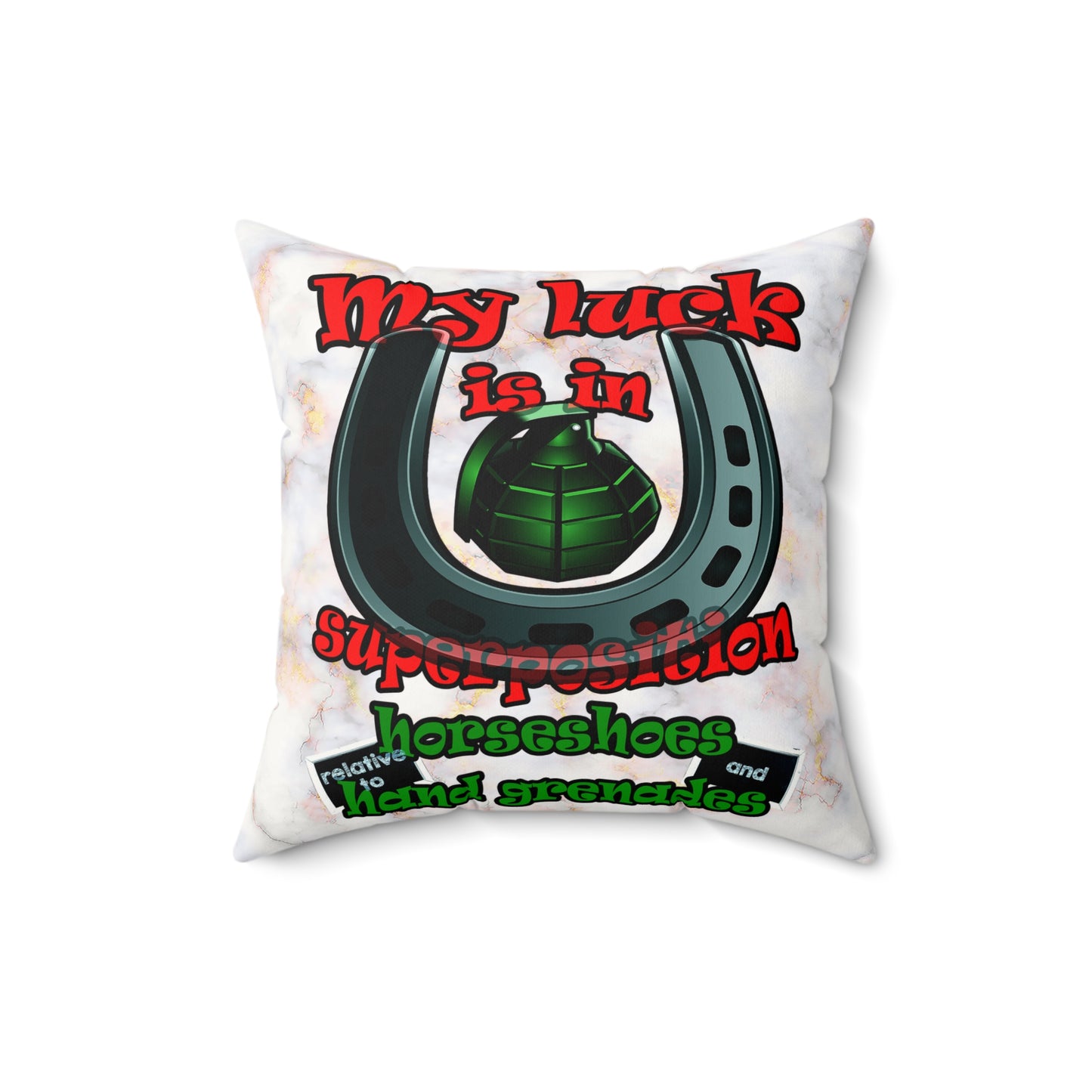 my luck - Faux Suede Square Pillow - (white marble)