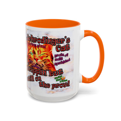 schrodinger's cat - Accent Mug (white marble)