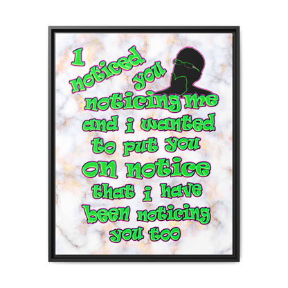 noticed you noticing - framed canvas art (white marble)